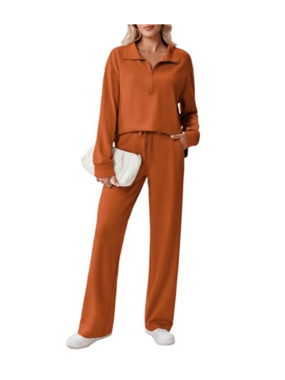 PINSPARK 2 Piece Sweatsuit Half Zip Tracksuit Set for Women, Polyester Blend